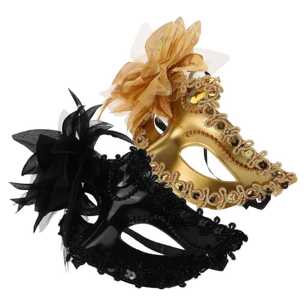 Maskedekorasjon til kostymefest, 4 stk. masker i assorterte farger