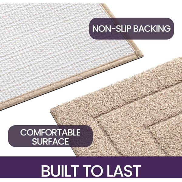 Non-Slip Bathroom Mat 50 x 80 cm, Soft Microfiber, Water Absorbent, Machine Washable, Extra Thick, Beige