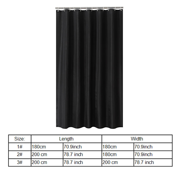 Svart dusjforheng med veggmønster, vanntett dusjforheng for baderom, opphengskroker #3
