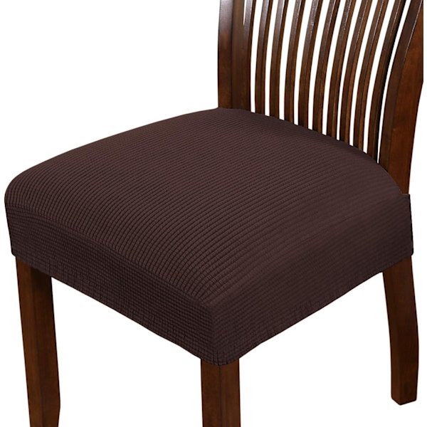 2st Matstol Cover Stretch Spandex Stol Sätesöverdrag Stol Säte Kudde Överdrag för matsal Köksstolar Avtagbar tvättbar stol Brown