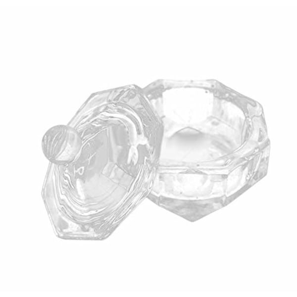 Glas Dappen Skål För Blandning av Akryl Nagellacksvätska och Pulver, Kristallklar Kopp med Funktion för Att Förhindra Avdunstning För Professionell Nagelkonst