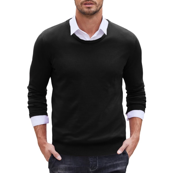 1 STK herre sweater med rund hals - sort black XL