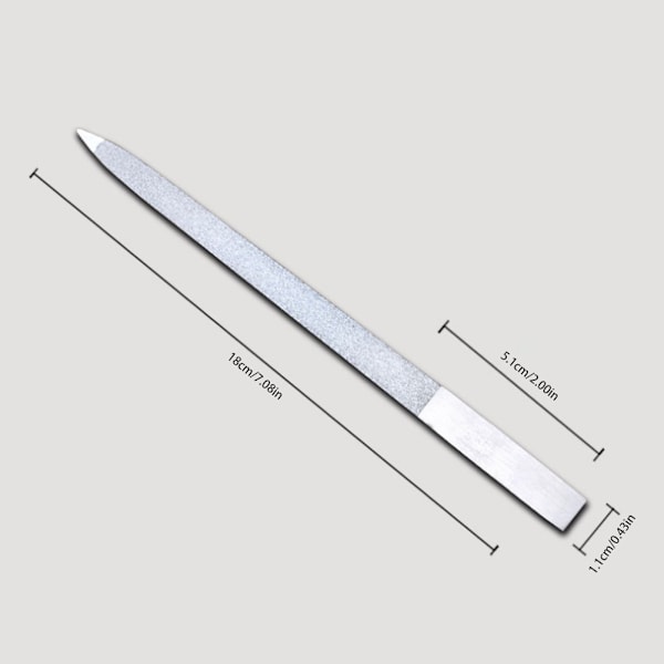 Neglefil av rustfritt stål, dobbeltsidig, metallfil, buffer, fingernegler, tånegler, manikyrfiler for salong og hjemme