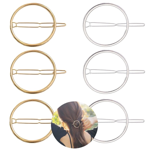 Lättviktigt Stylingverktyg, Hårklämma med ihålig design för kvinnor och flickor, Halkfritt grepp, Geometrisk rund cirkelklämma för elegant daglig användning