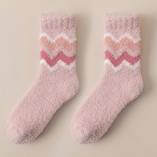Vinterstrømper til kvinder efterår og vinter mellemlange strømper koralfløjl fortykkede varme strømper pullover strømper pink