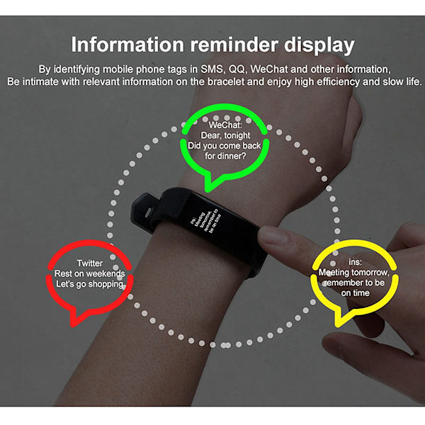 115 Plus Färgskärm smart armband Armband Puls Fitness Tracker (Svart)