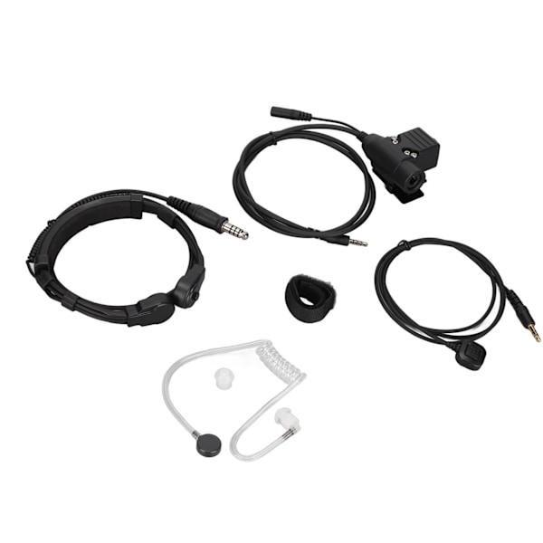 7,1 mm Teleskopiskt Halsmikrofon Headset + Fingermikrofon U94 PTT Akustisk Tub Hörsnäcka för 3,5 mm Mobiltelefonkontakt