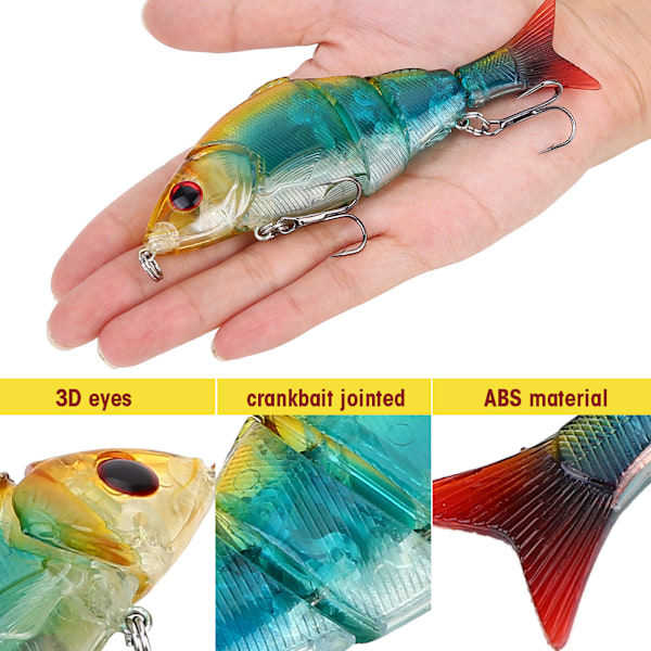 Livsliknande Konstgjort Drag Bete Hårt Ledat Krokbete Crankbait Fiskeutrustning (D)