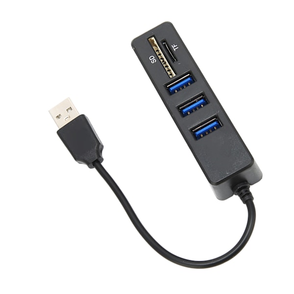 USB2.0 Hub Minneskortläsare Höghastighetsöverföring Plug and Play Enkel Åtkomst USB-Splitter Svart