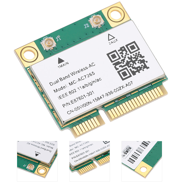 Nätverkskort Mini PCIE Gigabit DualBand för Bluetooth 4.2 Trådlöst Wifi MCAC7265