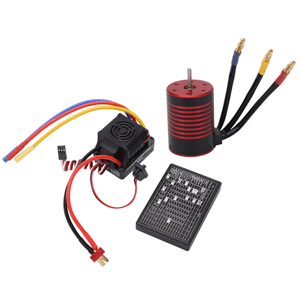 Vattentät 3650 Borstlös Motor med 60A ESC Programmeringskort Combo Set Tillbehör för 1/10 RC Bil 4500KV