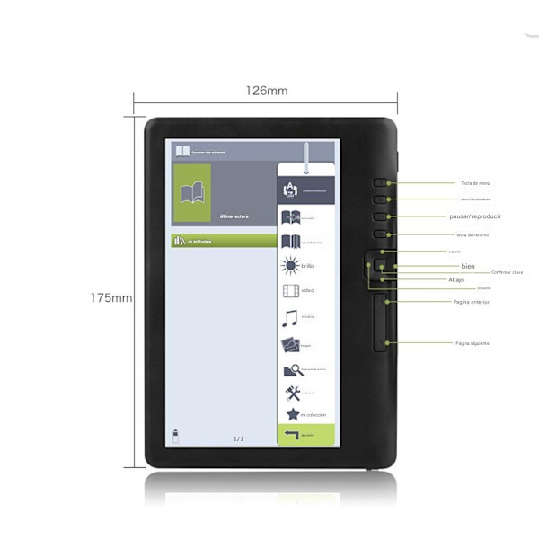 E-bokläsare med 7\" Färgskärm, 512MB + 4GB, Perfekt för Studier och Presenter, Elegant Design i Svart