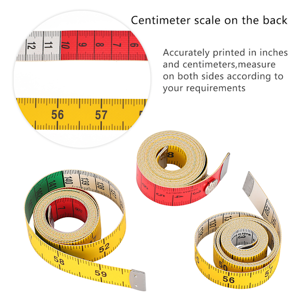 3 stk Myke Målebånd Syklær Skredder Dobbel Skala Farge Fleksibel Kroppsmålebånd