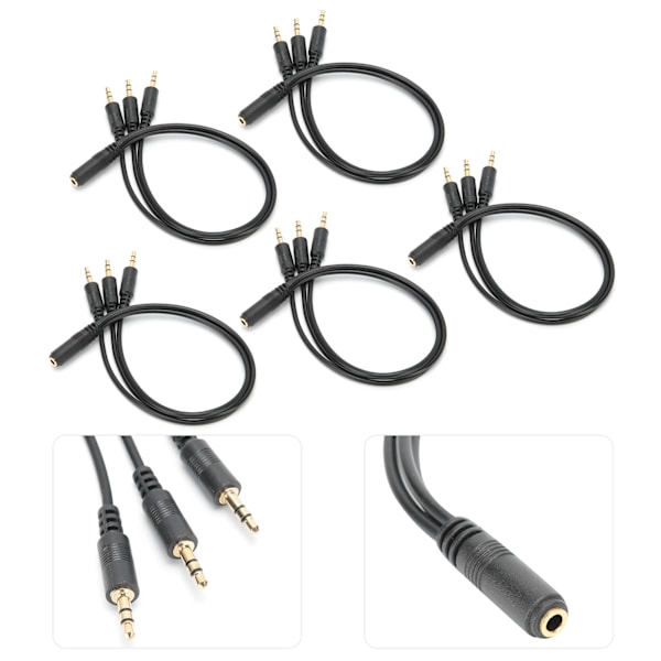 5 st 3,5 mm En Hona till Tre Hane Adapterkabel Linje Tråd Tillbehör Plug and Use