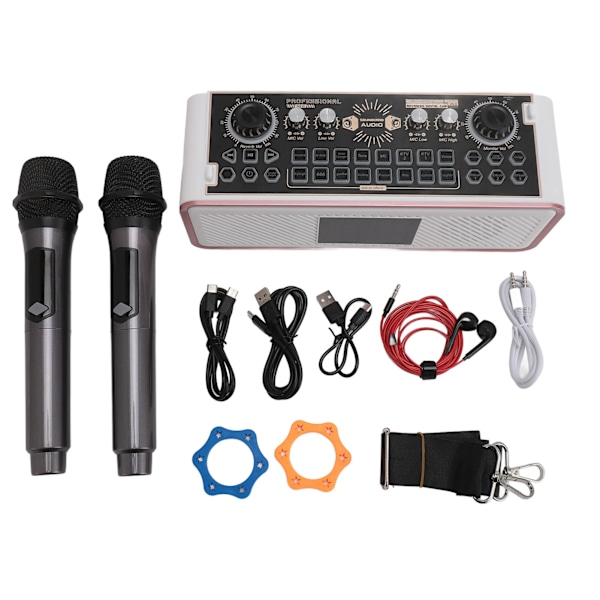 Karaoke Ljudkort Kit Typ C Laddning Bluetooth Högtalare Trådlöst Mikrofon Kit med Ljudmixerbräda för Telefon PC