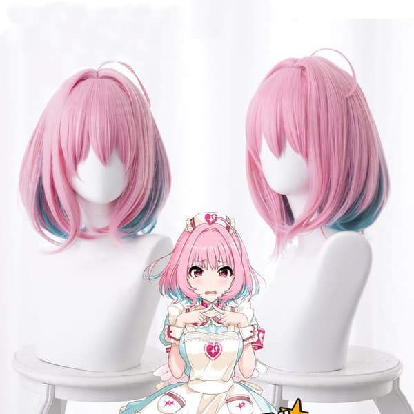 30 cm/12 tommer middels lange rette parykker for menn (rosa), CJY