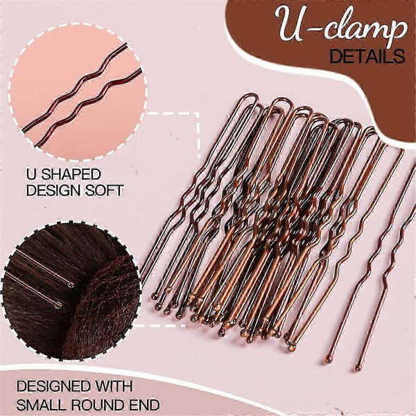 50 STK Mesh Hårnett og 100 STK U-formede Hårnåler for Matservering Brown