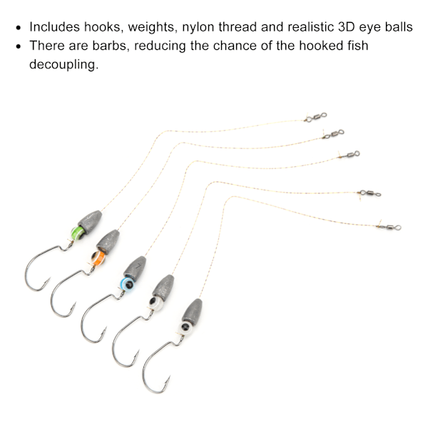 Fiske kroge fiskeri lokkemad jig nylon line med 3D øje bold rustfrit stål til ferskvand saltvand bas ørred crappie