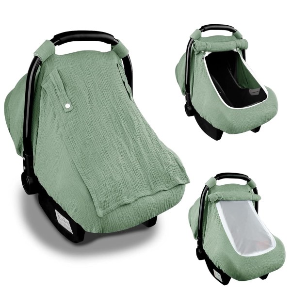 Bilsædebetræk til babyer, Sommer-baby-autosædebetræk til drengepiger med åndbart vindue, letvægts-babysædehygge, grå Green