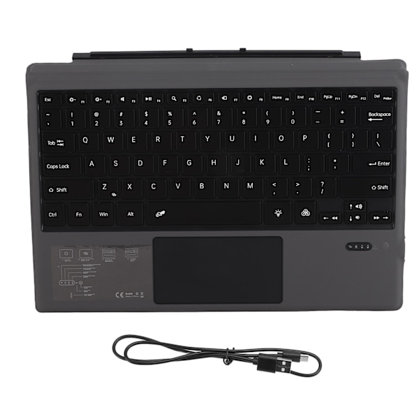 Magnetiskt Bluetooth-tangentbord Färgglad Bakgrundsbelysning Multi Touchpad Trådlöst Bluetooth 5.0 Tablet-tangentbord för Pro 3 4 5 6 7 Svart