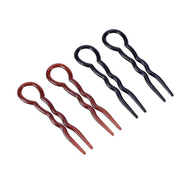 36 Stykker Plast U-Formede Hårnåle Hårstyling Grip Pins (Sort & Brun)