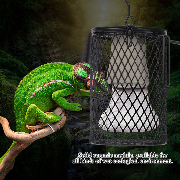 Metal Anti skoldning Keramisk Varme Light Lampeskærm til Reptil Chicken Brooder Sort