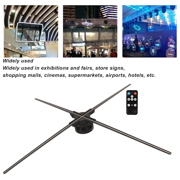 3D Holografisk Reklammaskin 1600P 4 Blad 1024 LED-Pärlor 85cm Diameter Holografisk LED-Fläktprojektor 100‑240V EU-Kontakt