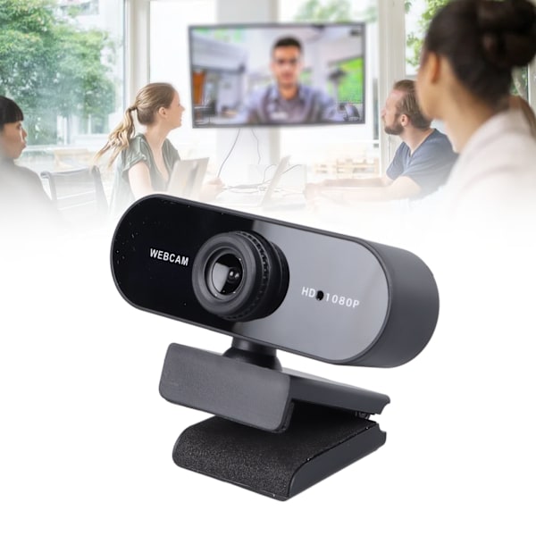 Datorkamera med Mikrofon 1080P Klar Videobild Röstinteraktiv Webbkamera för Videoinspelning Konferens