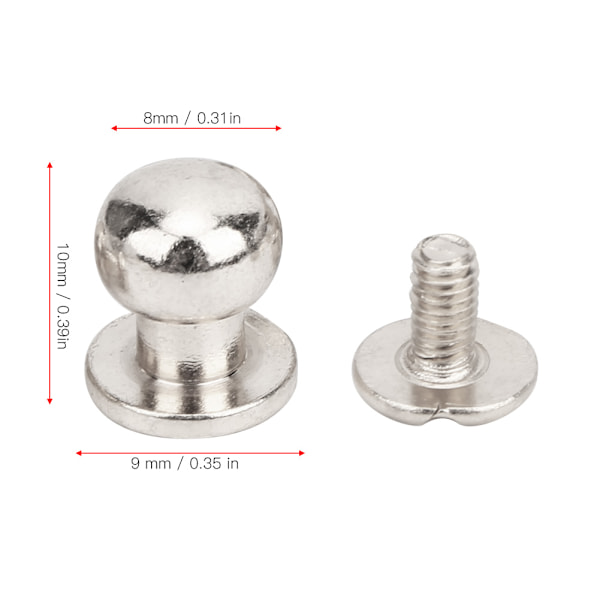 20 stk 9 x 8 mm DIY kobbernagler Rundt hode Nippelspiker Veske Sko Tilbehør for LærSølv 9 x 8 mm