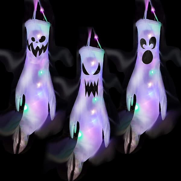 Halloween Spøgelsesvindpose Ophæng, 3-pak