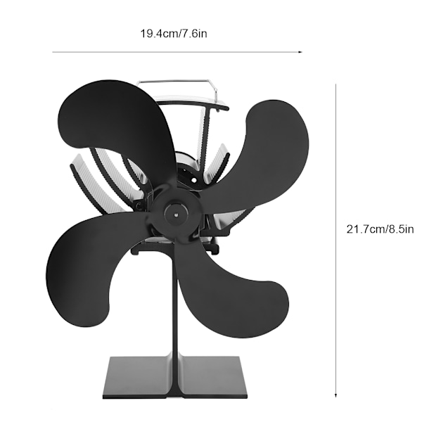 4 blader miljøvennlig peisvarmevifte varme drevet vedovn vifte