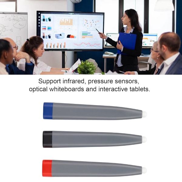 3 stk. Touch Screen Pen i holdbart ABS-materiale til bred anvendelse Infrarød Tablet Stylus til Whiteboard Multimedieskærm