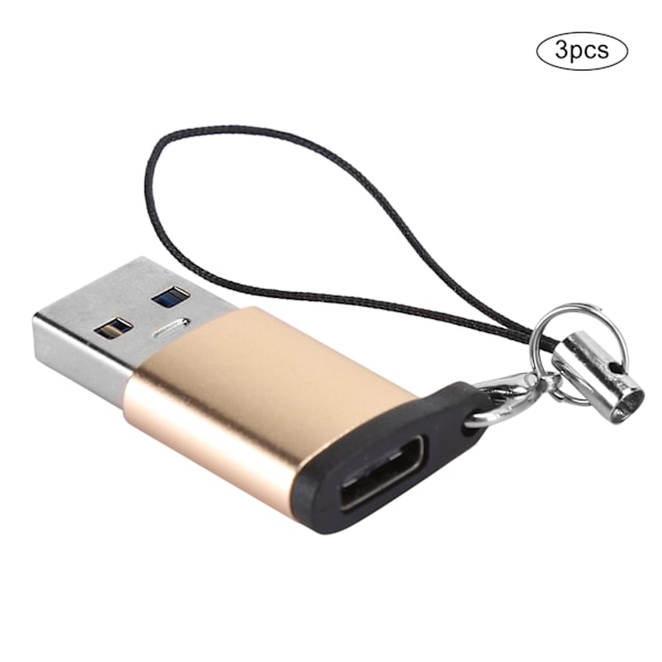 3 st USB3.0 till Typ C3.1 Hona Adapter Snodd Elektronisk Överföringskontakt (GuldSnodd)