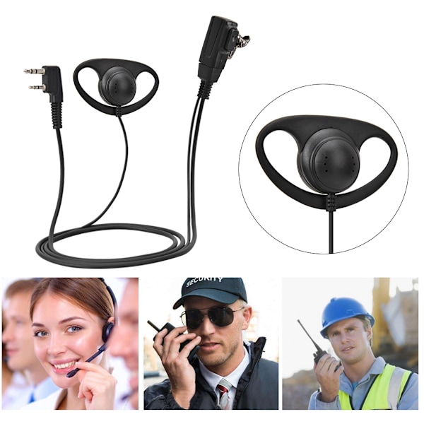 K-head PTT Hörsnäcka D-typ Öronkrok Headset för Walkie Talkie Tvåvägsradio