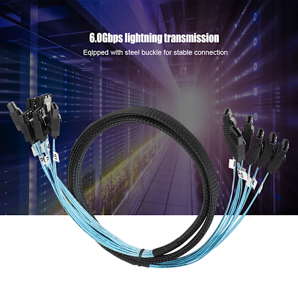 6-port 1m 6.0Gbps SATA3.0 Flätad Datorlåda Hårddisk Datakabel 6-in-6-ut