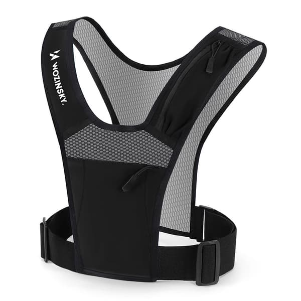 Løpevest med refleksdetaljer, justerbar passform og oppbevaring Svart Polyester