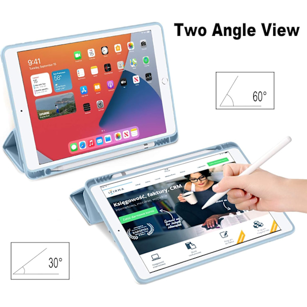Fodral Kompatibelt med iPad 10.2 Tum 2021/2020 iPad 9:e/8:e Generationen & 2019 iPad 7:e Generationen med Pennhållare, Skyddsfodral med Mjuk TPU