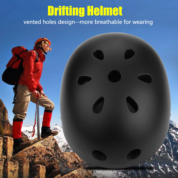 Hjälm Justerbar Rem Huvudskyddsutrustning Utomhus Klättring Drifting Utrustning (Svart-L)