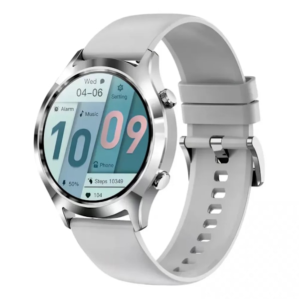 Smartwatch smartwatch notifikationer whatsapp messenger sociala nätverk svar bluetooth samtal utbytbar bakgrundsbild silver sport puls legering