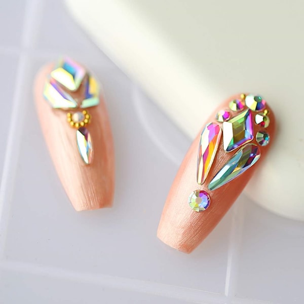 Iridescent Kristall Ab Färg Flatback Nagelstenar, 120 st Glittrande Glas Rhinestones För Diy Nagelkonst Och Trendiga Hantverksdekorationer (Inkluderar Verktyg