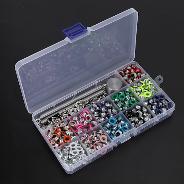 Øjesæt Grommets Kit Boxed MultiColor Hulnitte DIY Projekt Håndværk Metalværktøj KQ201