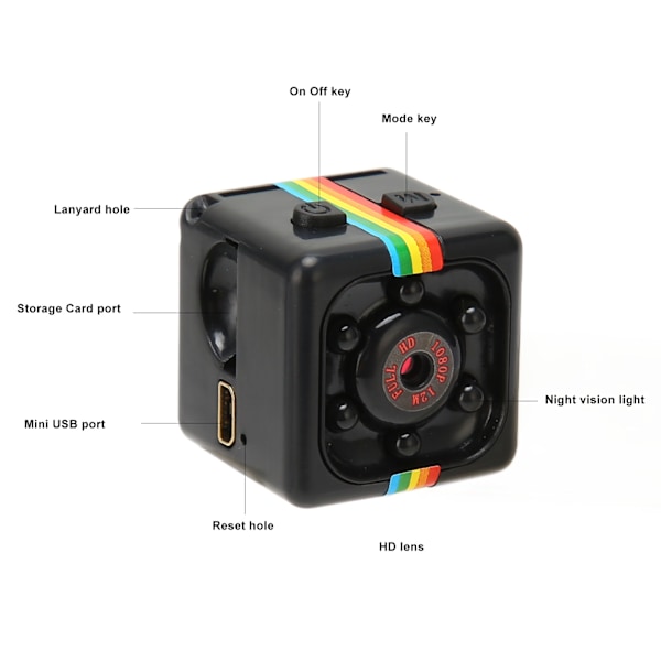 Mini kamera 1080P HD nattesyn 140 graders objektiv lille sports DV videokamera til udendørs indendørs sort