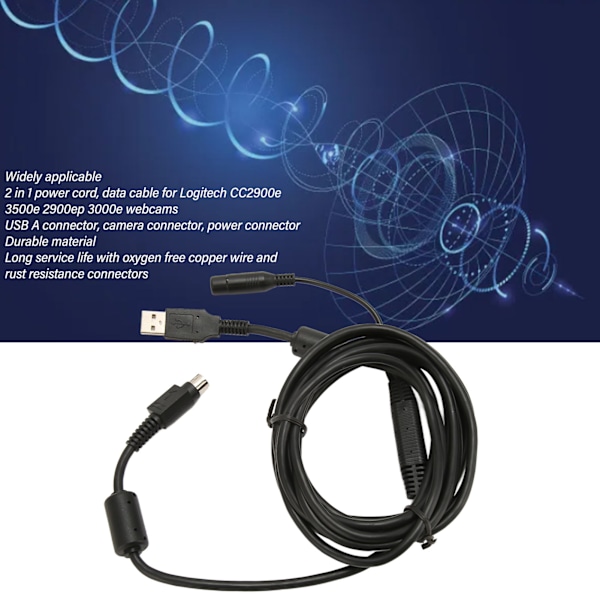 Camera Link-kabel Professionell 2 i 1 Plug and Play Strömkabel Datakabel för Logitech CC2900e 3500e 2900ep 3000e 3m