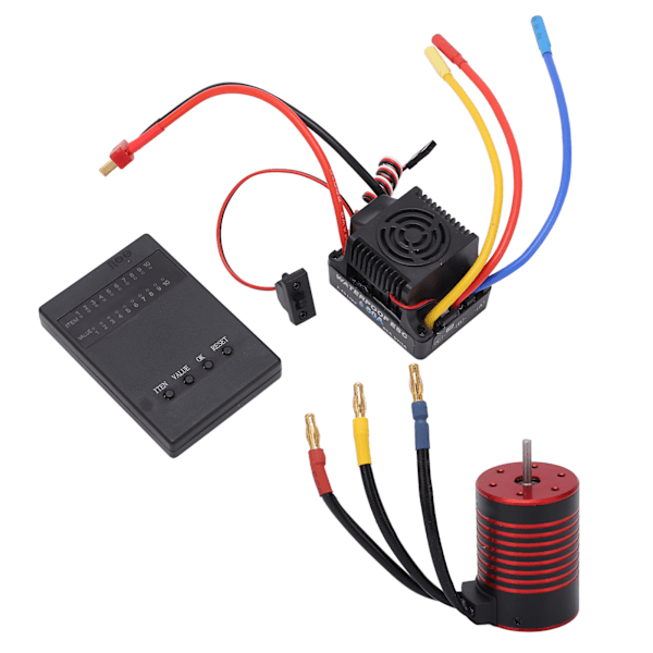 Vattentät 3650 Borstlös Motor med 60A ESC Programmeringskort Combo Set Tillbehör för 1/10 RC Bil 4500KV