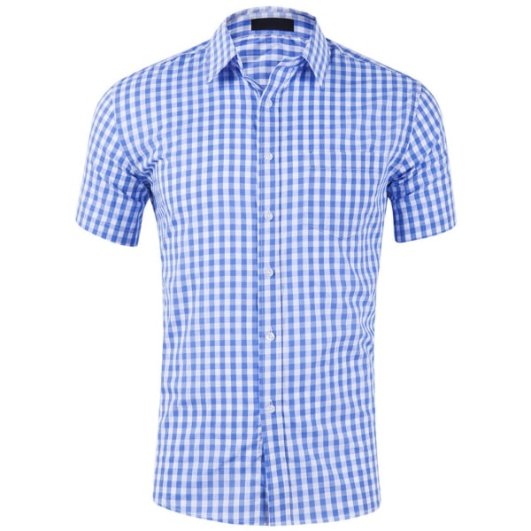 1 STK kortærmet skjorte til mænd - lyseblå light blue S