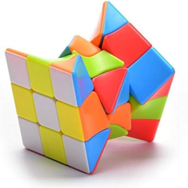 Twisty Stickerless 3x3x3 Magisk Kub, Livfullt Starkt Färgschema, Vriden Fasdesign