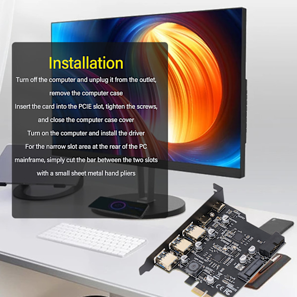 PCIe till USB 3.2 Gen 2-kort 20 Gbps 3 USB Typ A 2 USB Typ C 5-portars PCI Express-expansionskort för Windows, Linux och OS X PC