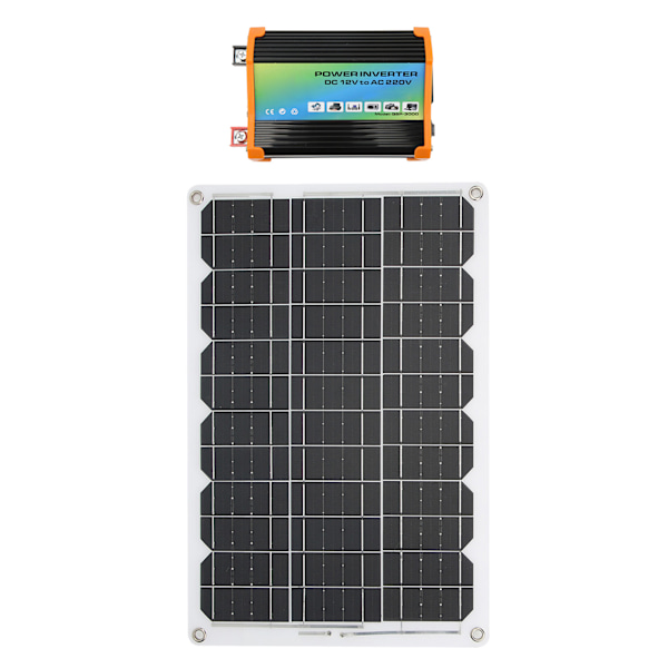 Bärbart solenergisystem 300W Power Inverter 18W 18V Solpanel 30A 12V 24V Solcellsregulator Kit Svart 12V till 110V