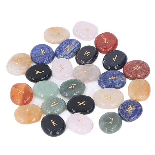 25 st Runstenar Set Blandade Färger Polerade Meditation Divination Chakra Healing Stenar Kristaller Dekoration