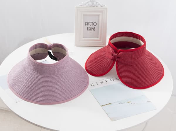 Women's Wide Brim Straw Sun Hat with UPF 50+ Purple